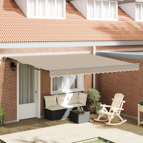 vidaXL Markisram Beige 400 × 300 cm Polyester med PU-beläggning