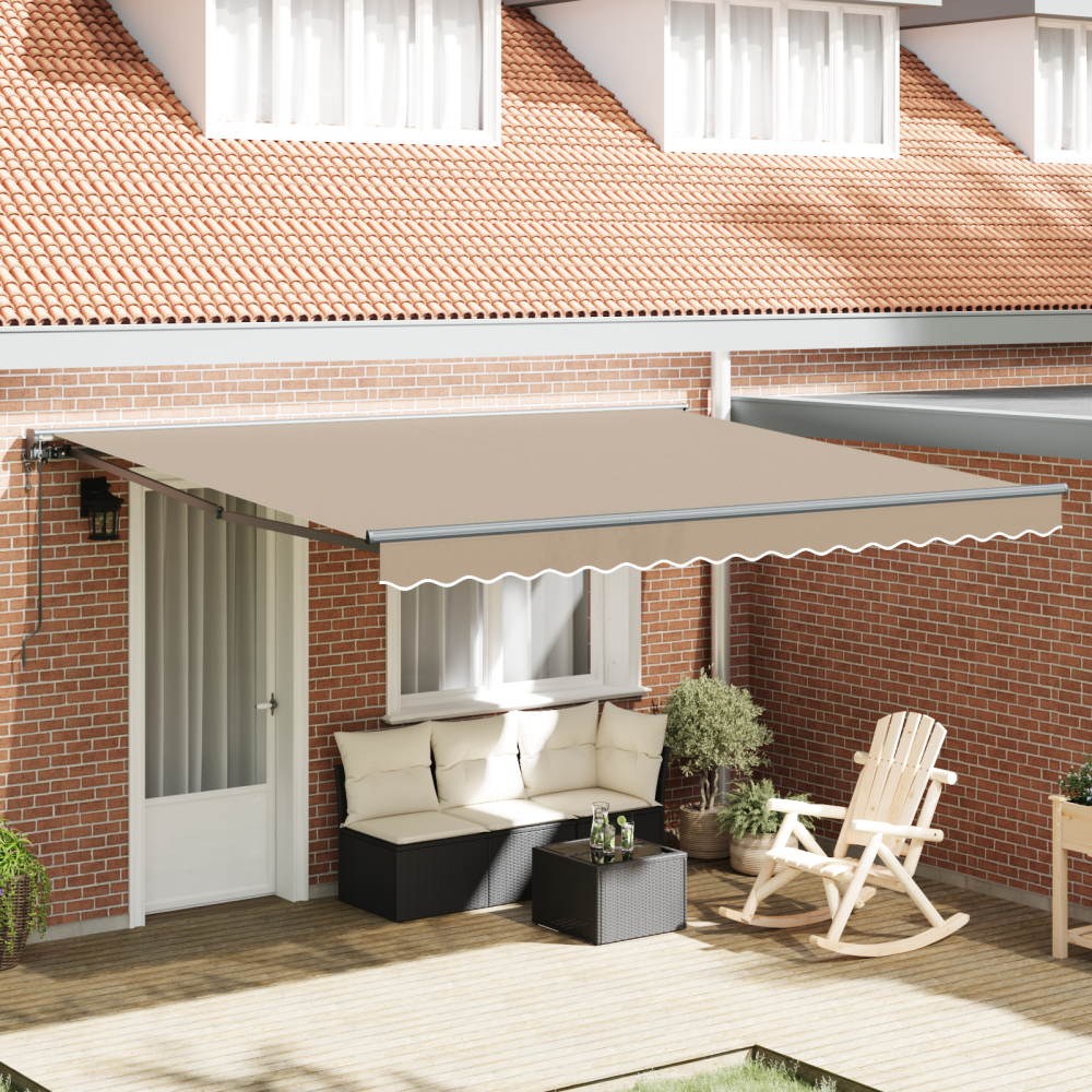 Produktbild för Markisram Beige 400 × 300 cm Polyester med PU-beläggning