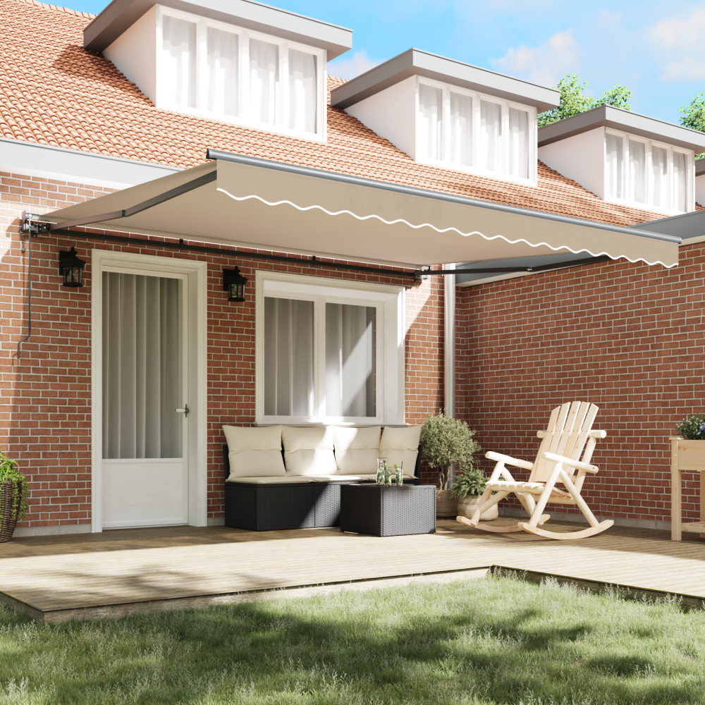 Produktbild för Markisram Beige 400 × 300 cm Polyester med PU-beläggning