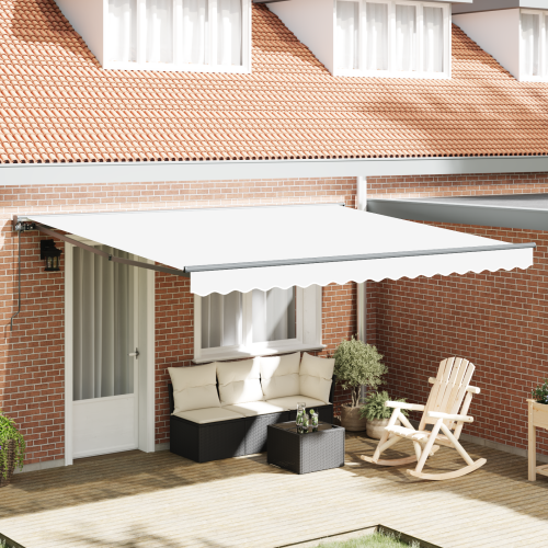 vidaXL Markisram Vit 400 × 300 cm Polyester med PU-beläggning