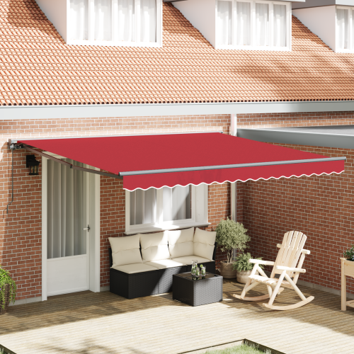 vidaXL Markisram Röd 400 × 300 cm Polyester med PU-beläggning