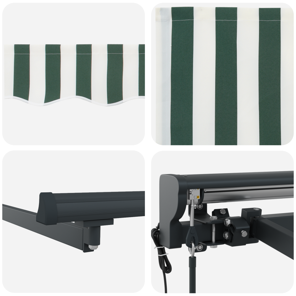 Produktbild för Markisram Grön och Vit 400 × 300 cm Polyester med PU-beläggning