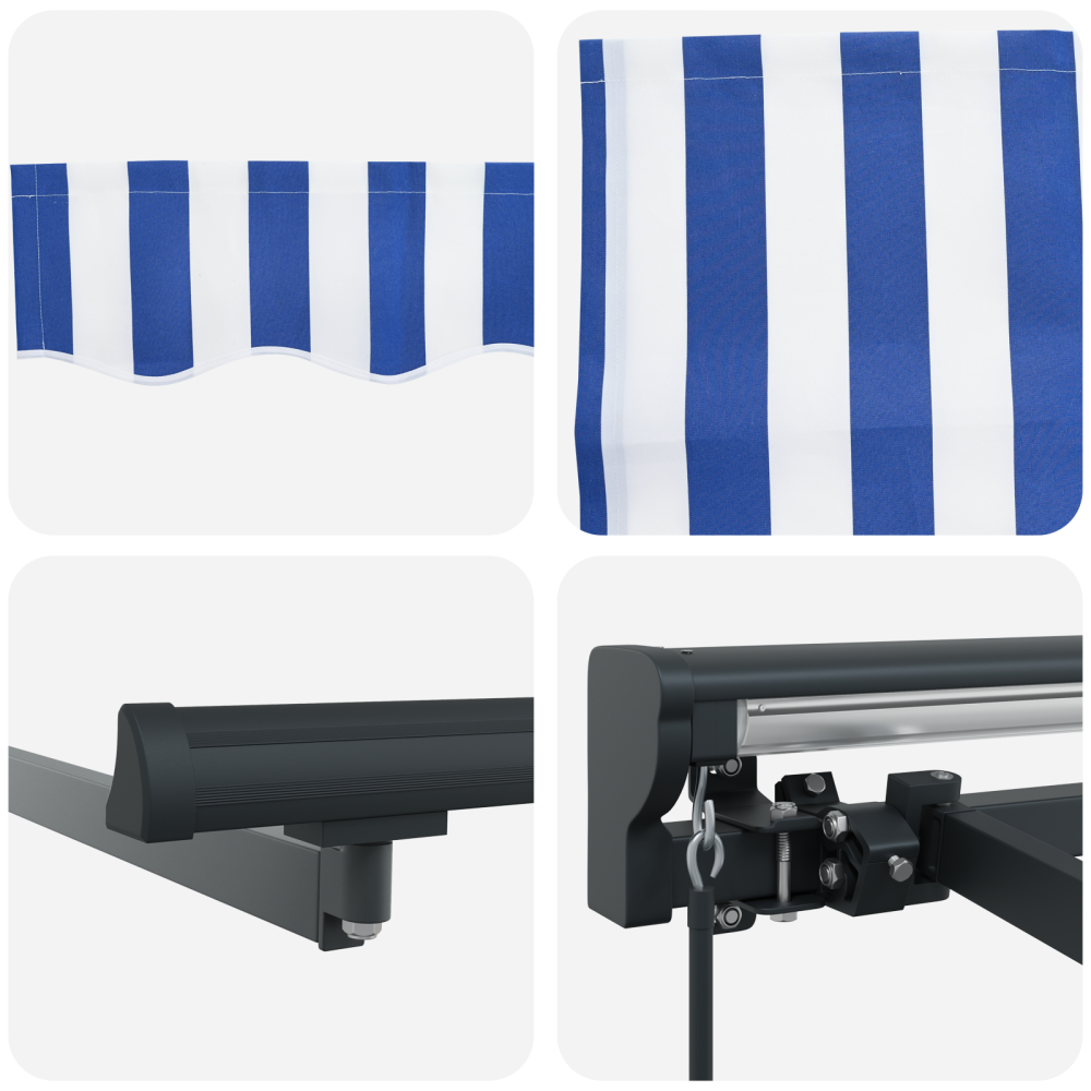 Produktbild för Markisram Blå och Vit 450 × 300 cm Polyester med PU-beläggning