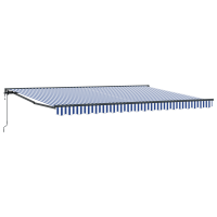 Produktbild för Markisram Blå och Vit 450 × 300 cm Polyester med PU-beläggning