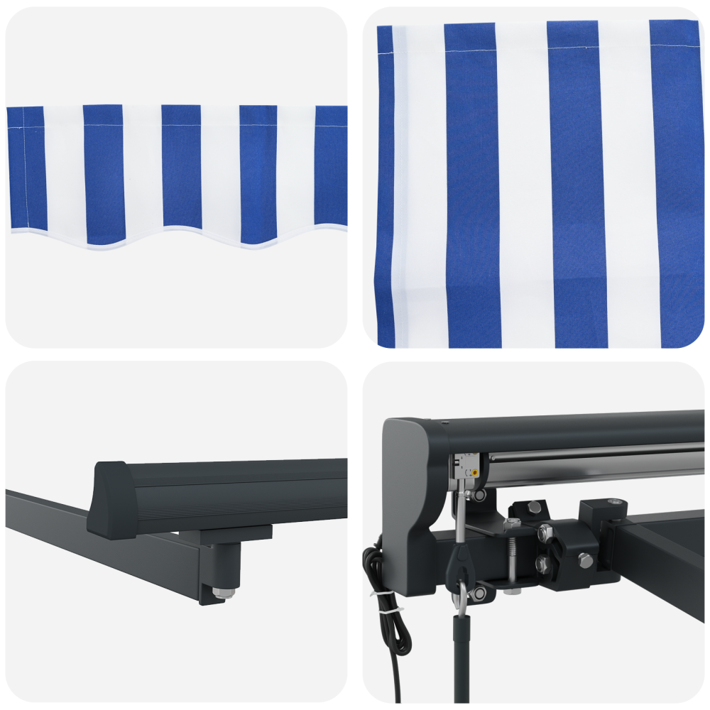 Produktbild för Markisram Blå och Vit 450 × 300 cm Polyester med PU-beläggning