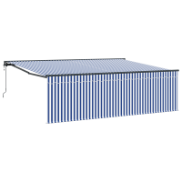 Produktbild för Utfällbar markis Blå och Vit 400 × 300 cm