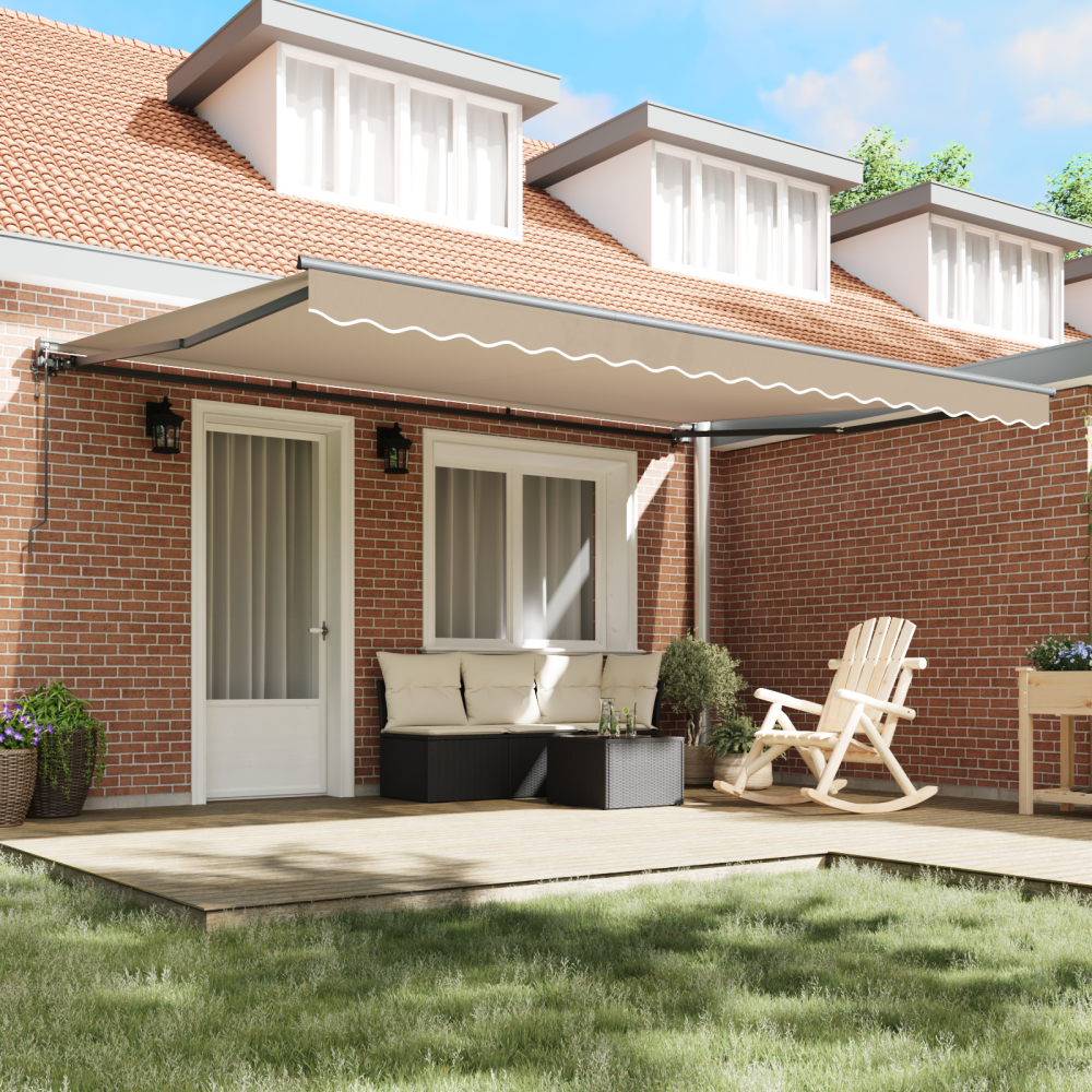 Produktbild för Markisram Beige 450 × 300 cm Polyester med PU-beläggning