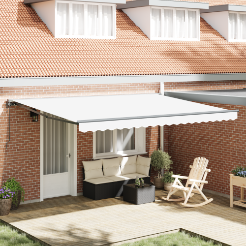 vidaXL Markisram Vit 450 × 300 cm Polyester med PU-beläggning