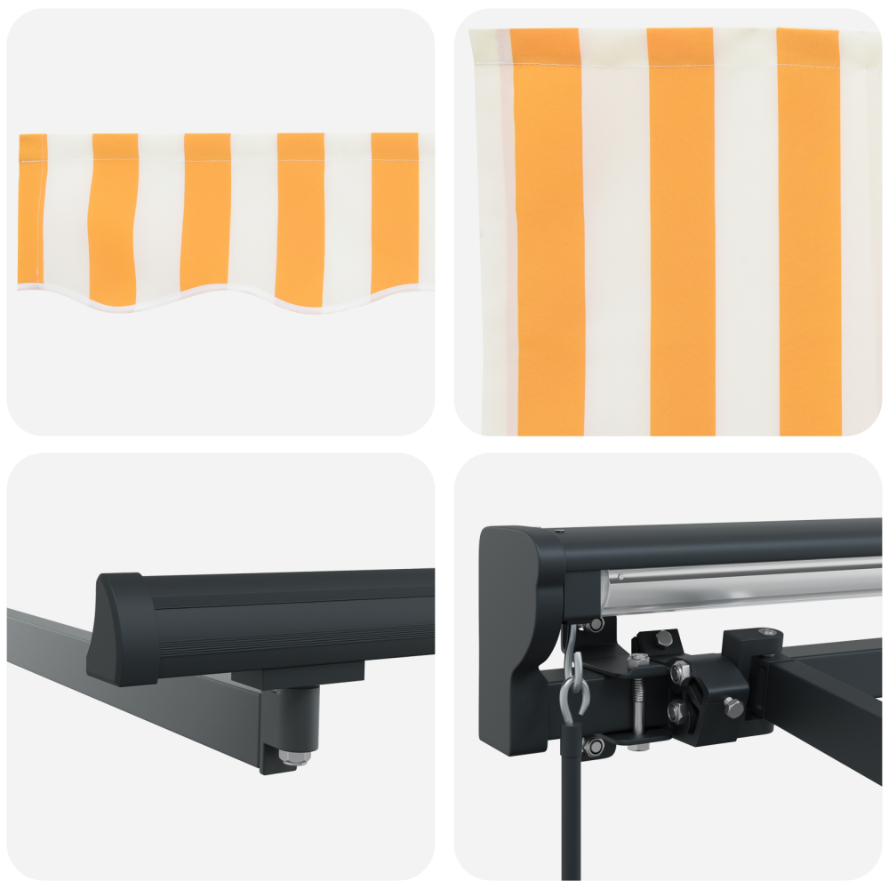 Produktbild för Markisram Gul och Vit 500 × 300 cm Polyester med PU-beläggning