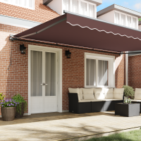 Produktbild för Markisram Brun 500 × 300 cm Polyester med PU-beläggning