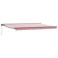 Produktbild för Markisram Röd och Vit 500 × 300 cm Polyester med PU-beläggning