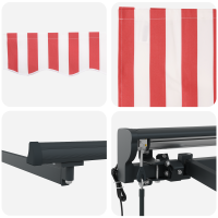 Produktbild för Markisram Röd och Vit 500 × 300 cm Polyester med PU-beläggning