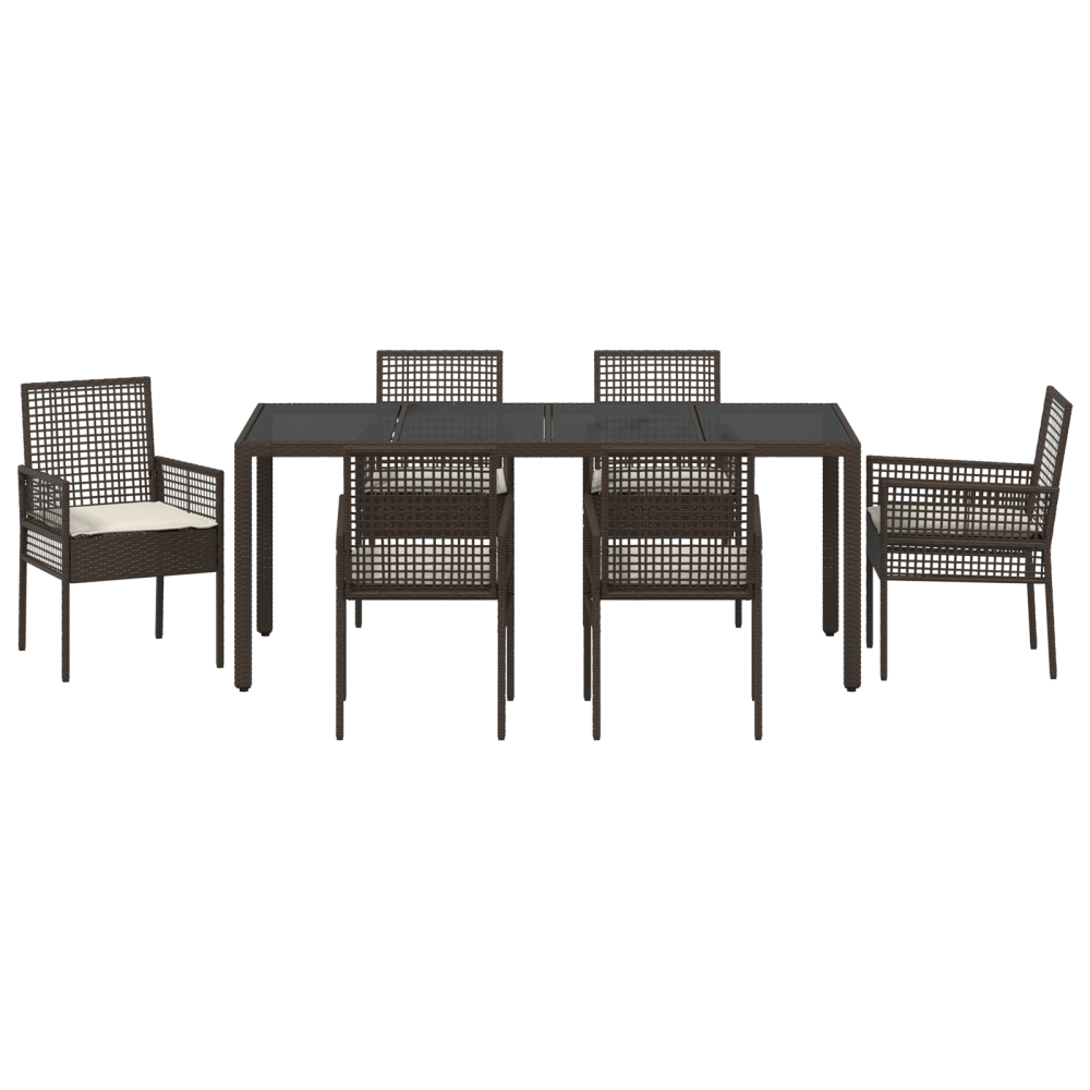Produktbild för Trädgårdsmöbelset 7 pcs Brun konstrotting