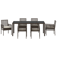 Produktbild för Trädgårdsmöbelset 7 pcs Brun konstrotting
