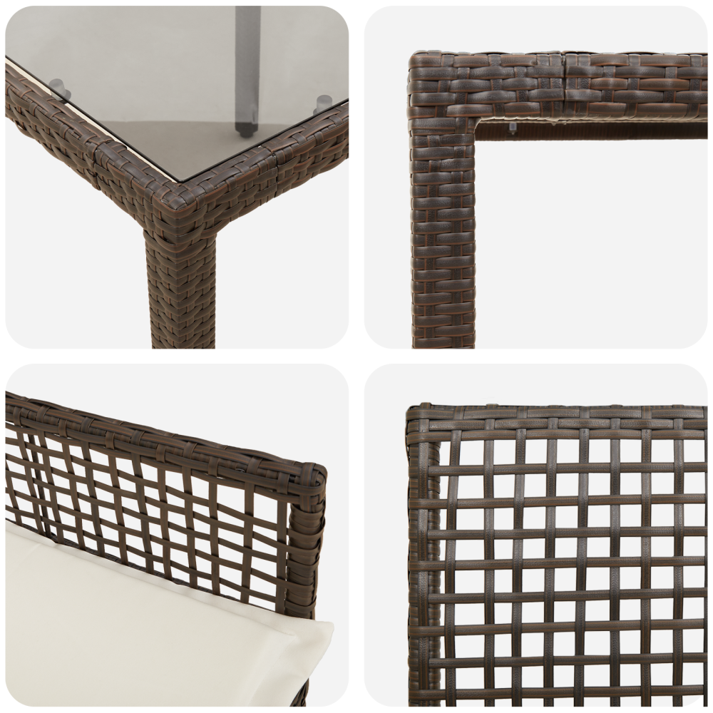 Produktbild för Trädgårdsmöbelset 7 pcs Brun konstrotting