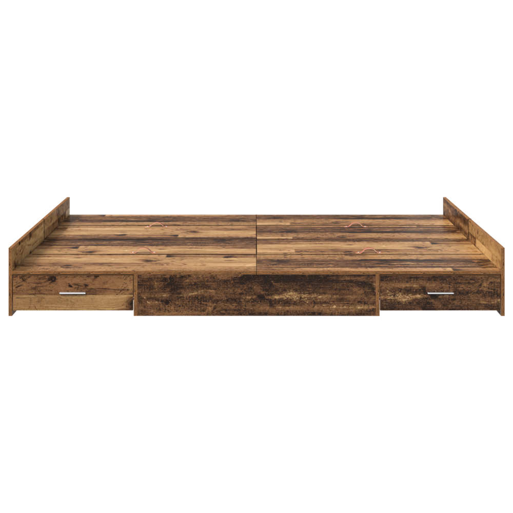 Produktbild för Förvaringssängram Gammalt trä 140 x 190 cm Konstruerat trä
