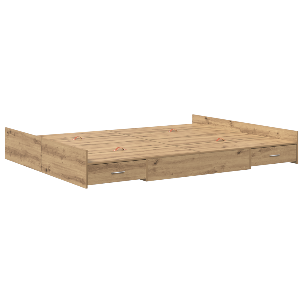 Produktbild för Förvaringssängram Artisan Ek 135 x 190 cm Konstruerat trä