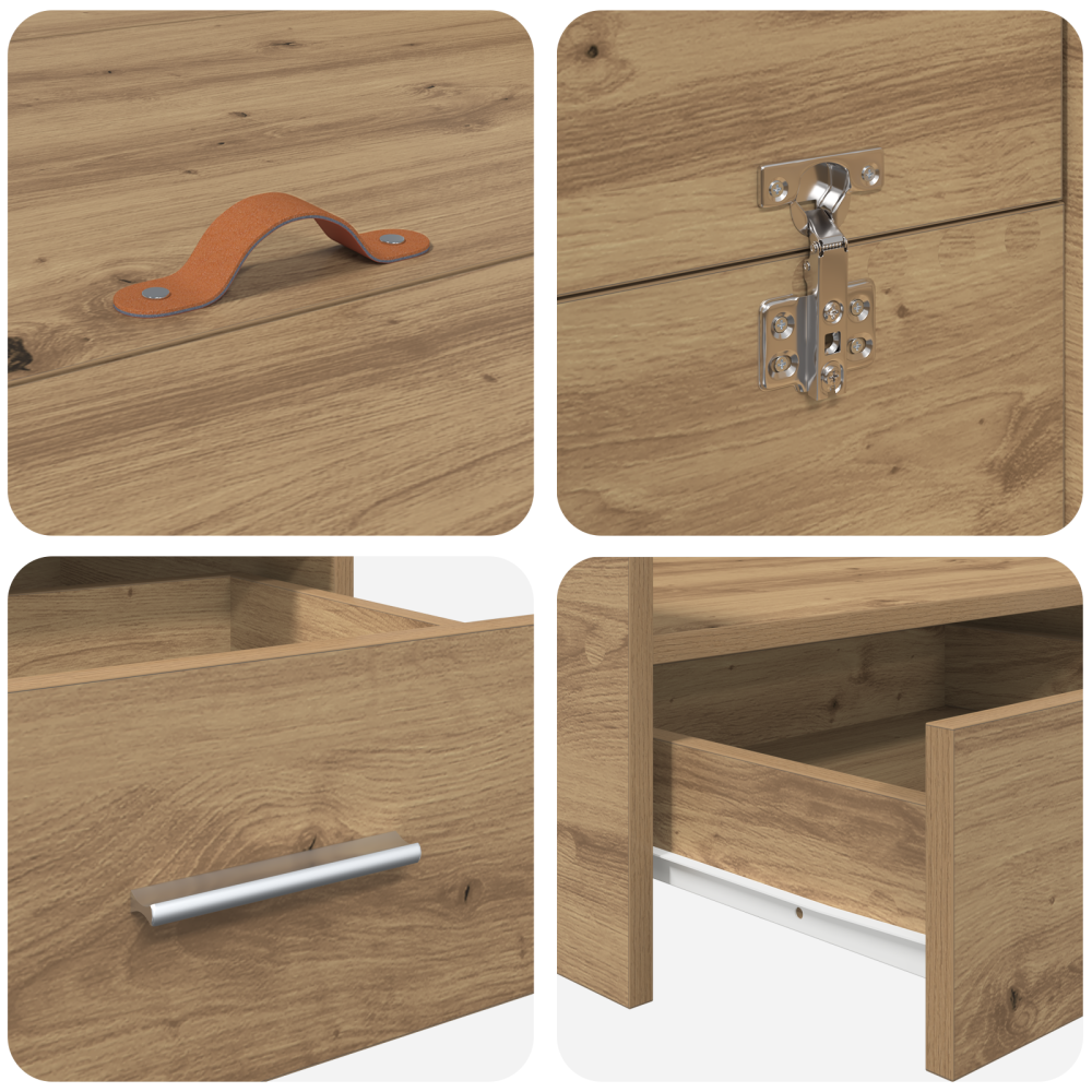 Produktbild för Förvaringssängram Artisan Ek 135 x 190 cm Konstruerat trä