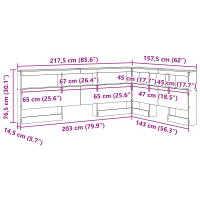 Produktbild för Förvaringshuvudgavel Gammalt trä 140 cm Konstruerat trä