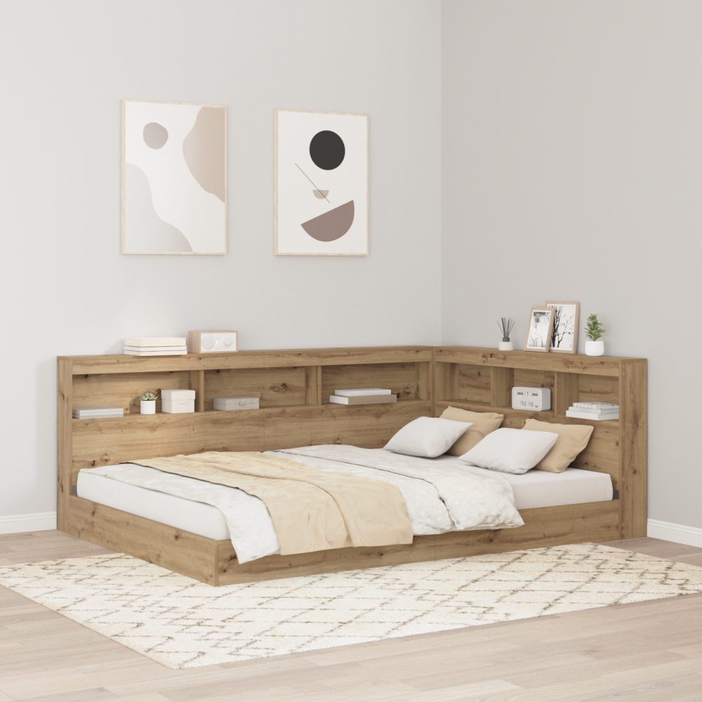 Produktbild för Förvaringshuvudgavel Artisan Ek 140 cm Konstruerat trä