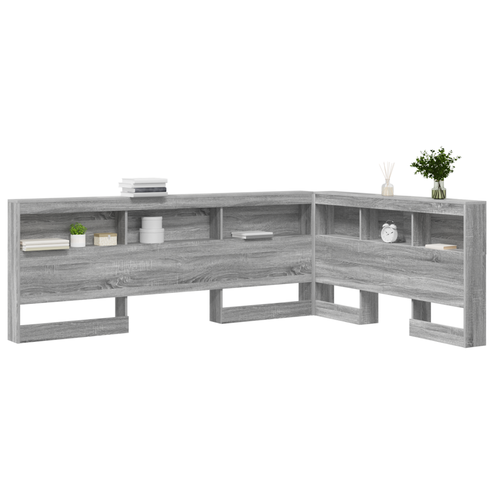 Produktbild för Förvaringshuvudgavel Grå Sonoma 150 cm Konstruerat trä