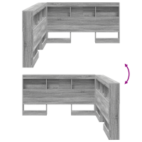 Produktbild för Förvaringshuvudgavel Grå Sonoma 150 cm Konstruerat trä