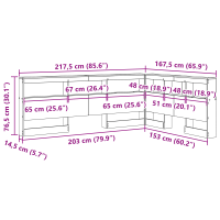 Produktbild för Förvaringshuvudgavel Grå Sonoma 150 cm Konstruerat trä