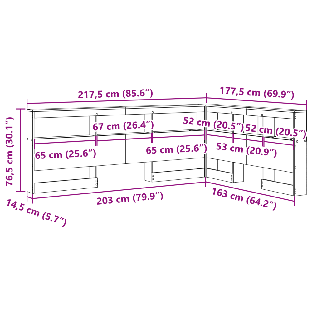 Produktbild för Förvaringshuvudgavel Artisan Ek 160 cm Konstruerat trä