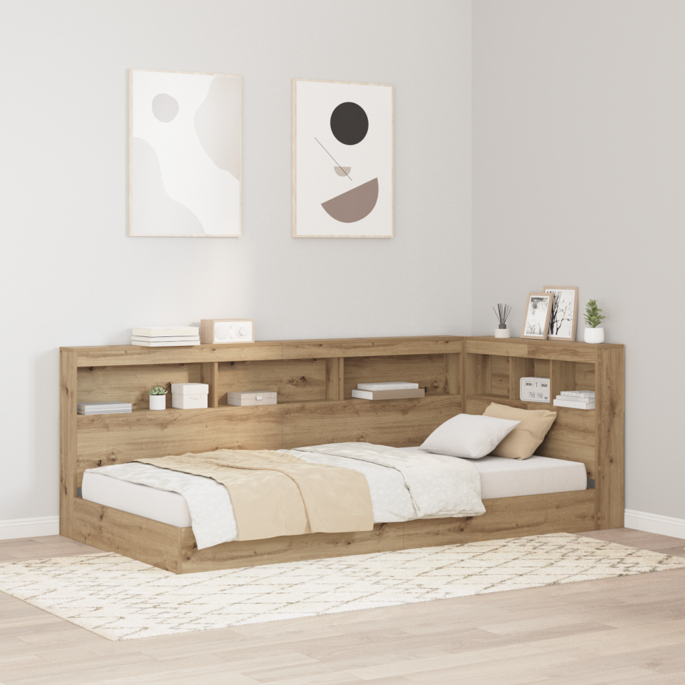 Produktbild för Förvaringshuvudgavel med hylla Artisan Ek 90 cm Konstruerat trä
