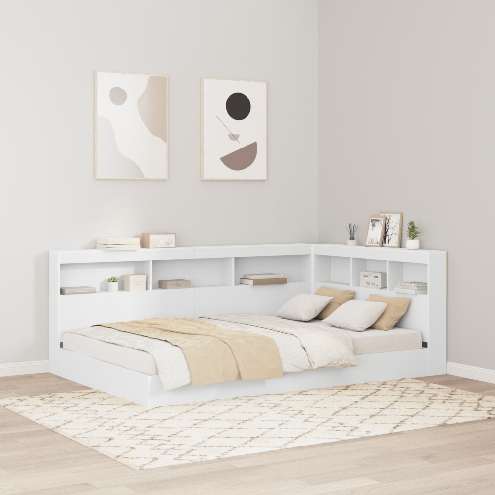 Produktbild för Förvaringshuvudgavel med hylla Vit 207,5 x 137,5 x 76,5 cm