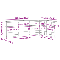 Produktbild för Förvaringshuvudgavel med hylla Vit 207,5 x 137,5 x 76,5 cm