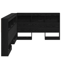 Produktbild för Förvaringshuvudgavel med hylla Svart Ek 207,5 x 137,5 x 76,5 cm