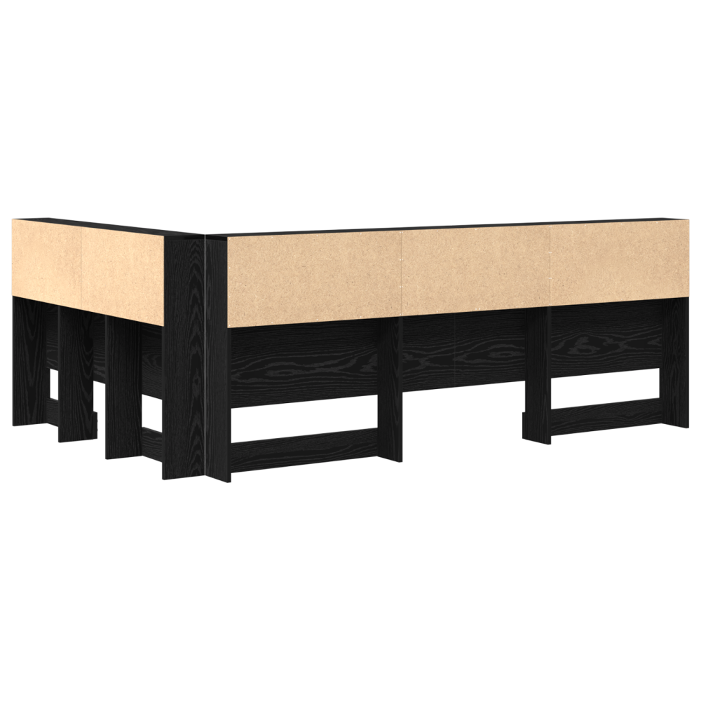 Produktbild för Förvaringshuvudgavel med hylla Svart Ek 207,5 x 137,5 x 76,5 cm