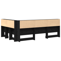 Produktbild för Förvaringshuvudgavel med hylla Svart Ek 207,5 x 137,5 x 76,5 cm