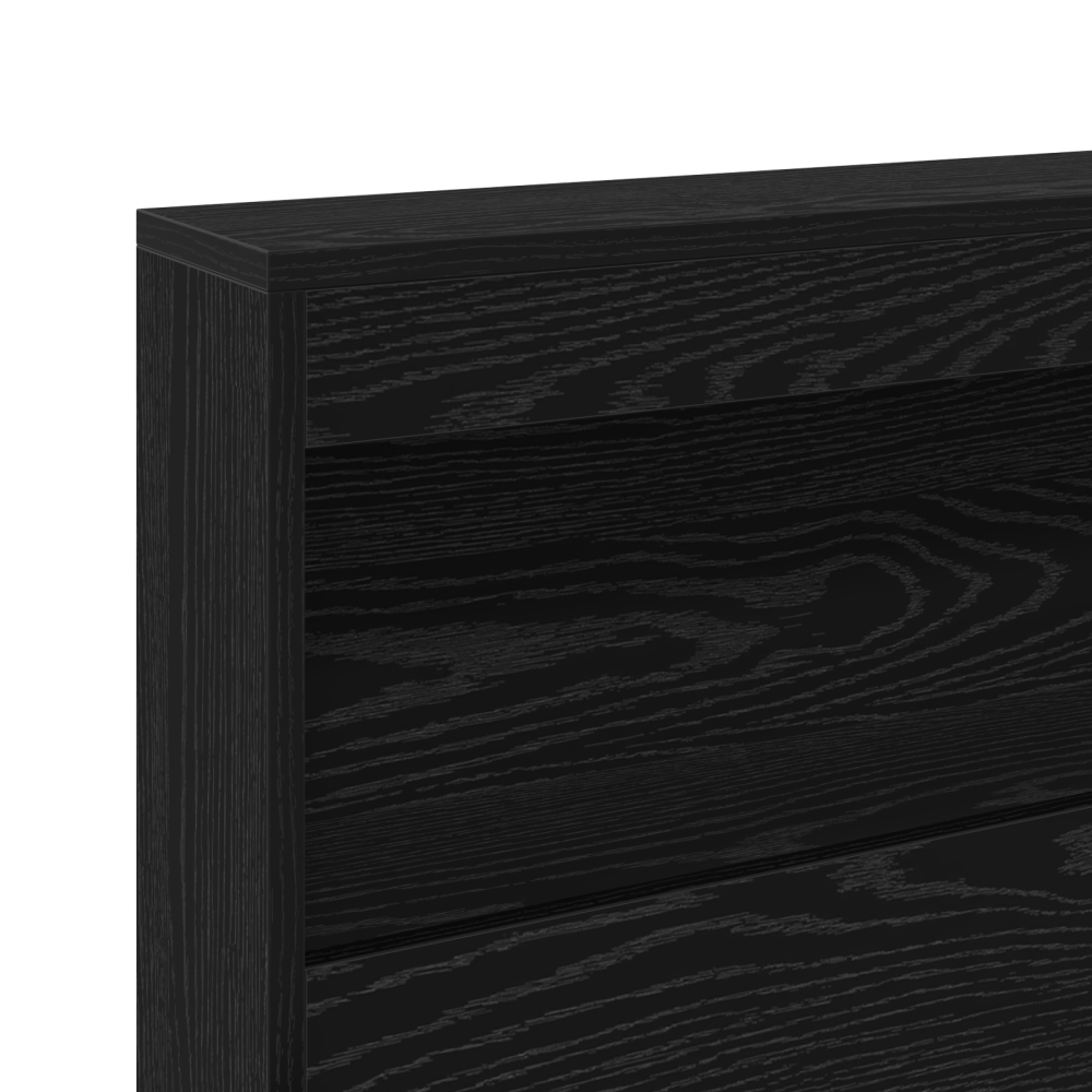Produktbild för Förvaringshuvudgavel med hylla Svart Ek 207,5 x 137,5 x 76,5 cm