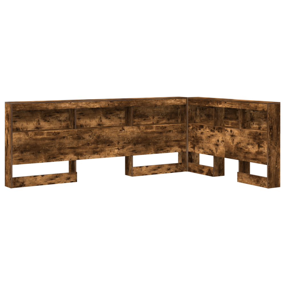 Produktbild för Förvaringshuvudgavel med hylla Rökt ek 207,5 x 137,5 x 76,5 cm