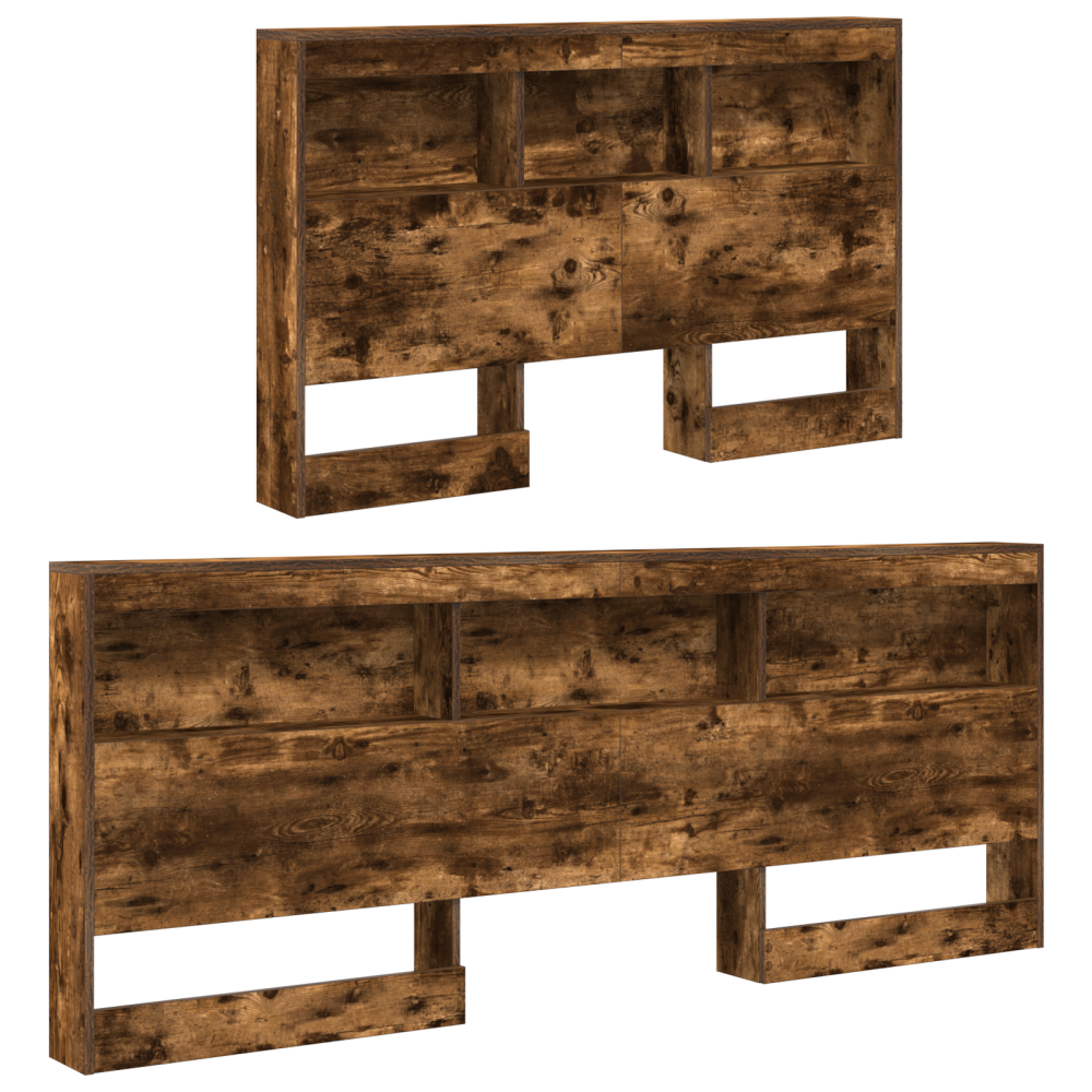 Produktbild för Förvaringshuvudgavel med hylla Rökt ek 207,5 x 137,5 x 76,5 cm
