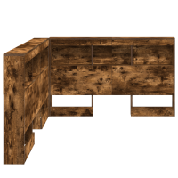 Produktbild för Förvaringshuvudgavel med hylla Rökt ek 207,5 x 137,5 x 76,5 cm