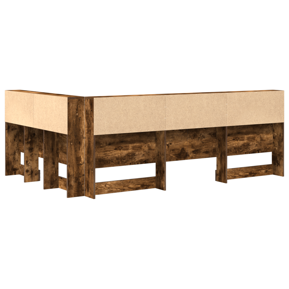 Produktbild för Förvaringshuvudgavel med hylla Rökt ek 207,5 x 137,5 x 76,5 cm