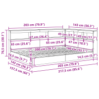 Produktbild för Bokhylla Säng med huvudgavel Vit 140 x 200 cm Konstruerat trä