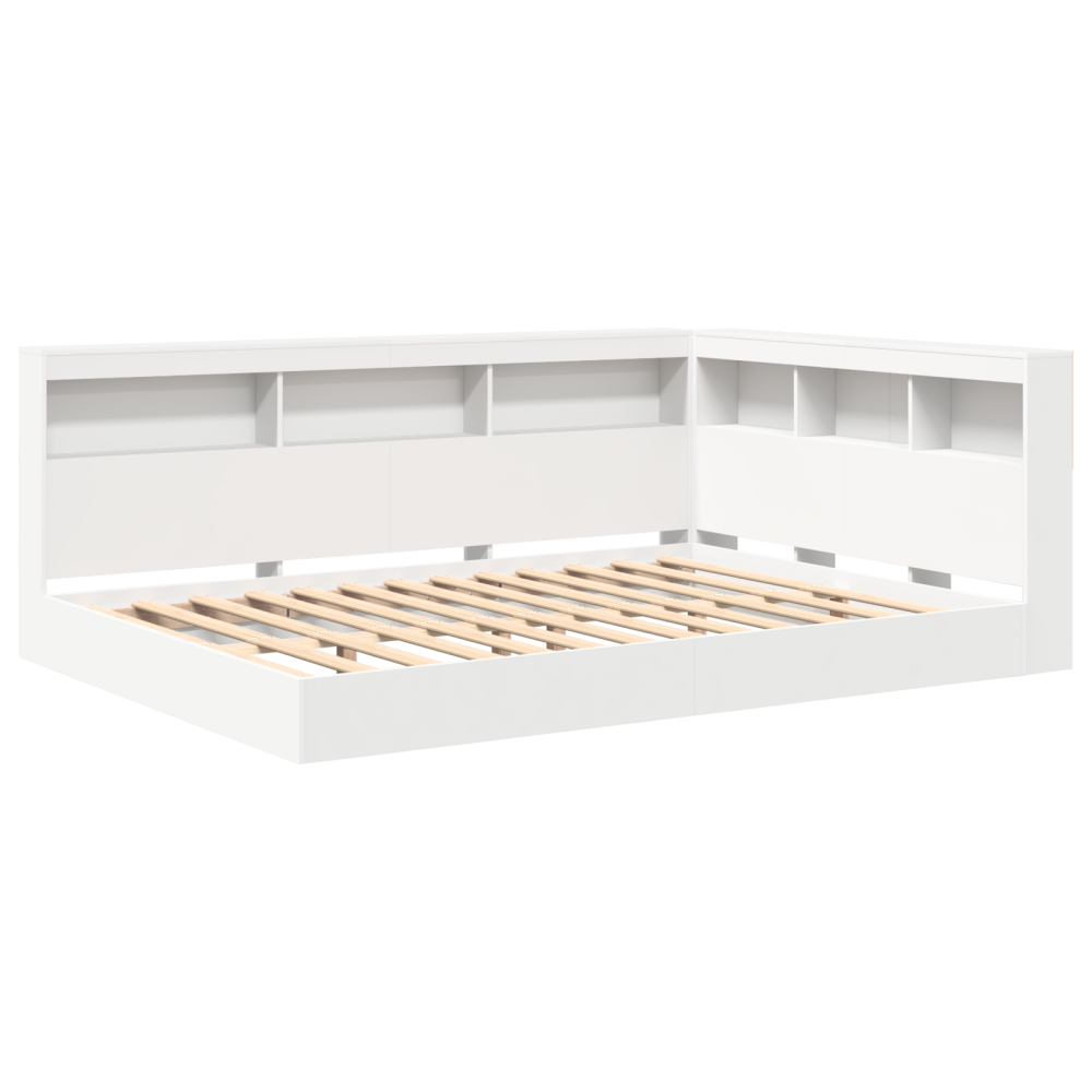 Produktbild för Bokhylla Säng med huvudgavel Vit 140 x 200 cm Konstruerat trä