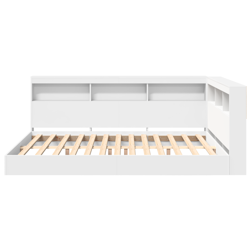 Produktbild för Bokhylla Säng med huvudgavel Vit 140 x 200 cm Konstruerat trä