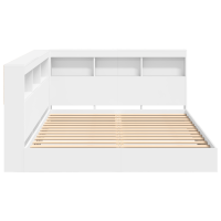 Produktbild för Bokhylla Säng med huvudgavel Vit 140 x 200 cm Konstruerat trä