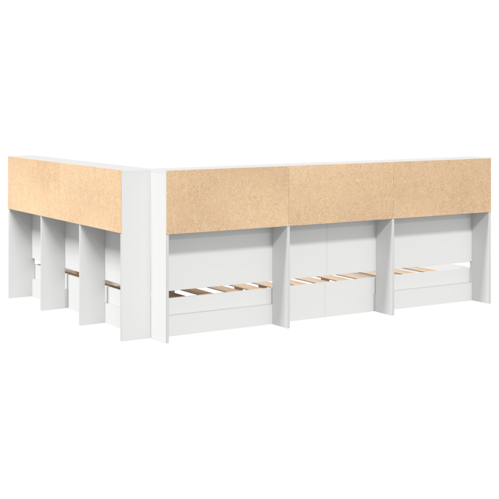 Produktbild för Bokhylla Säng med huvudgavel Vit 140 x 200 cm Konstruerat trä