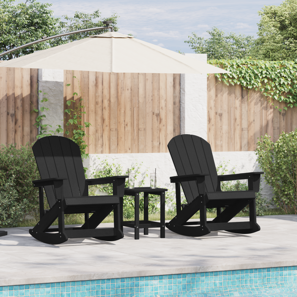 Produktbild för Adirondack Gungstolar 2 pcs Svart HDPE