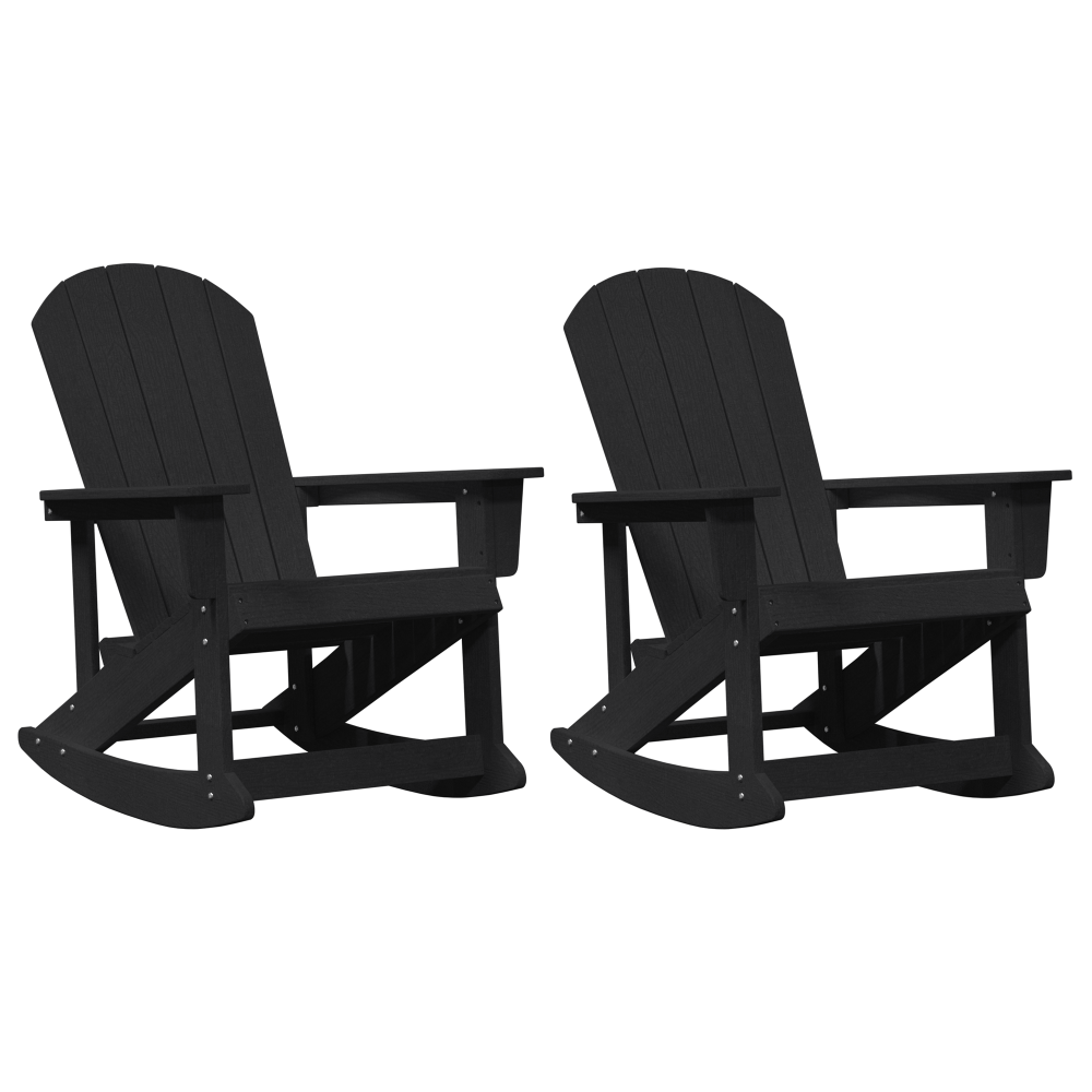 Produktbild för Adirondack Gungstolar 2 pcs Svart HDPE