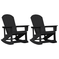 Produktbild för Adirondack Gungstolar 2 pcs Svart HDPE