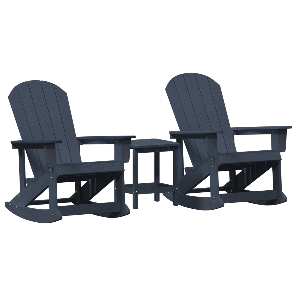 Produktbild för Trädgård loungemöbler 3 pcs Mörkblå HDPE