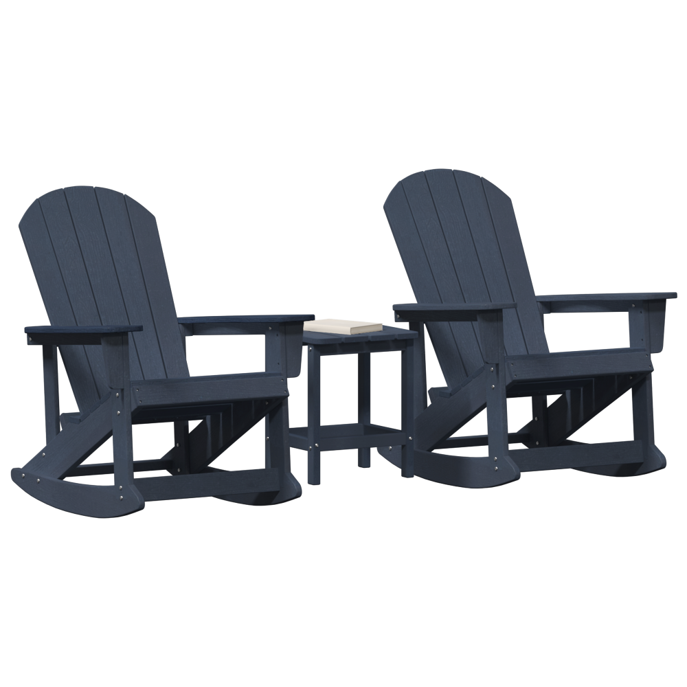 Produktbild för Trädgård loungemöbler 3 pcs Mörkblå HDPE