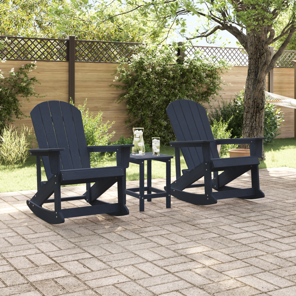 Produktbild för Trädgård loungemöbler 3 pcs Mörkblå HDPE